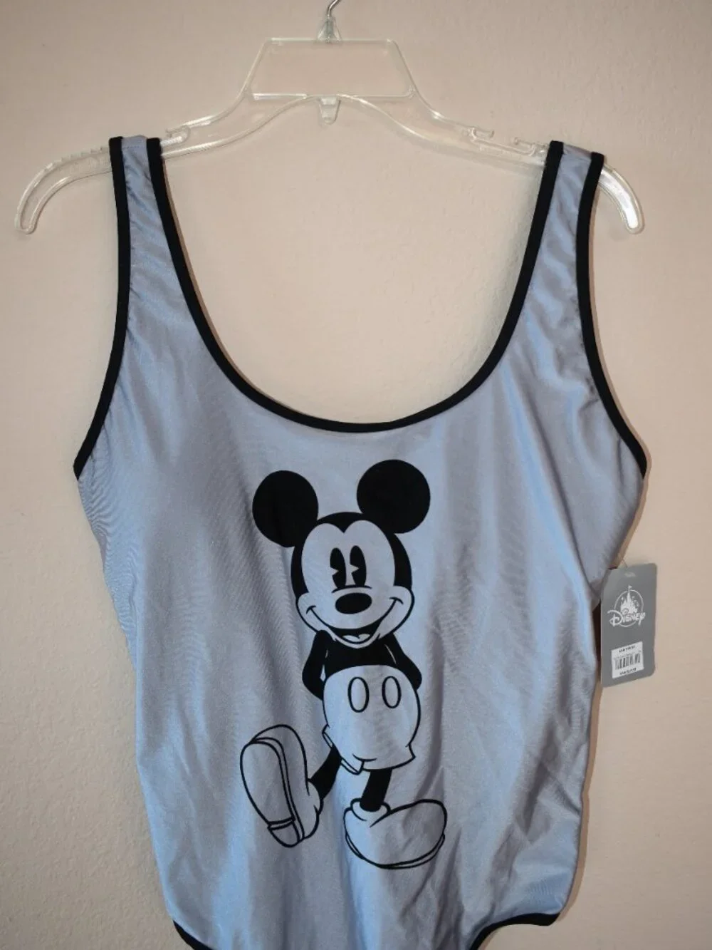 Disney Bathing Suit Women's XL One Piece Gray Metallic Mickey Mouse Monochrome - Picture 3 of 5